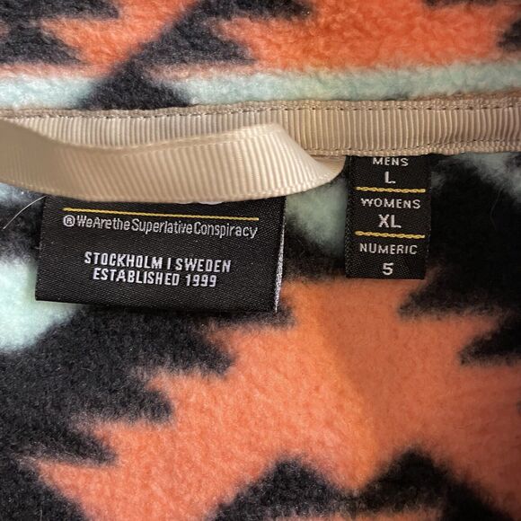 Wesc Fleece Sweater Aztec 1/2 Zip Chest Pocket Mens Large Womens XL - Picture 3 of 9